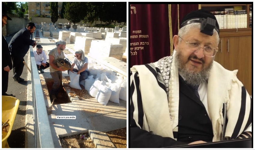 הרב יהודה דרעי ז"ל, חלקת הקבר בבית העלמין סנהדריה (צילומים: מתוך יוטיוב, באדיבות המצלם)