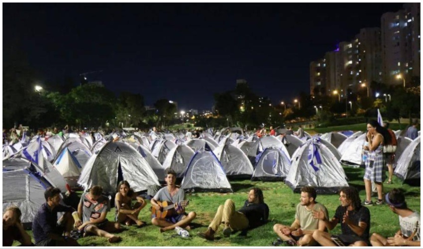 עיר האוהלים שהוקמה בגן העצמאות (צילום: שומרים ושומרות על הבית המשותף)