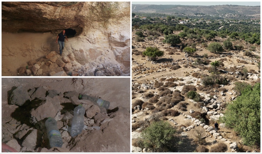 אתר העתיקות ח'רבת אום א-רוס מעל ומתחת לפני הקרקע (צילומים: אמיל אלג'ם - רשות העתיקות)