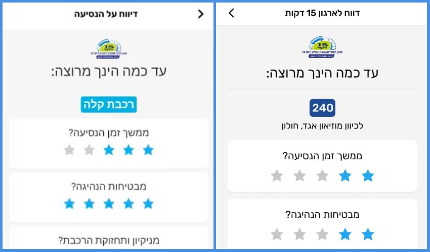 אתם מוזמנים לדרג את איכות הנסיעה באפליקציית הופאון